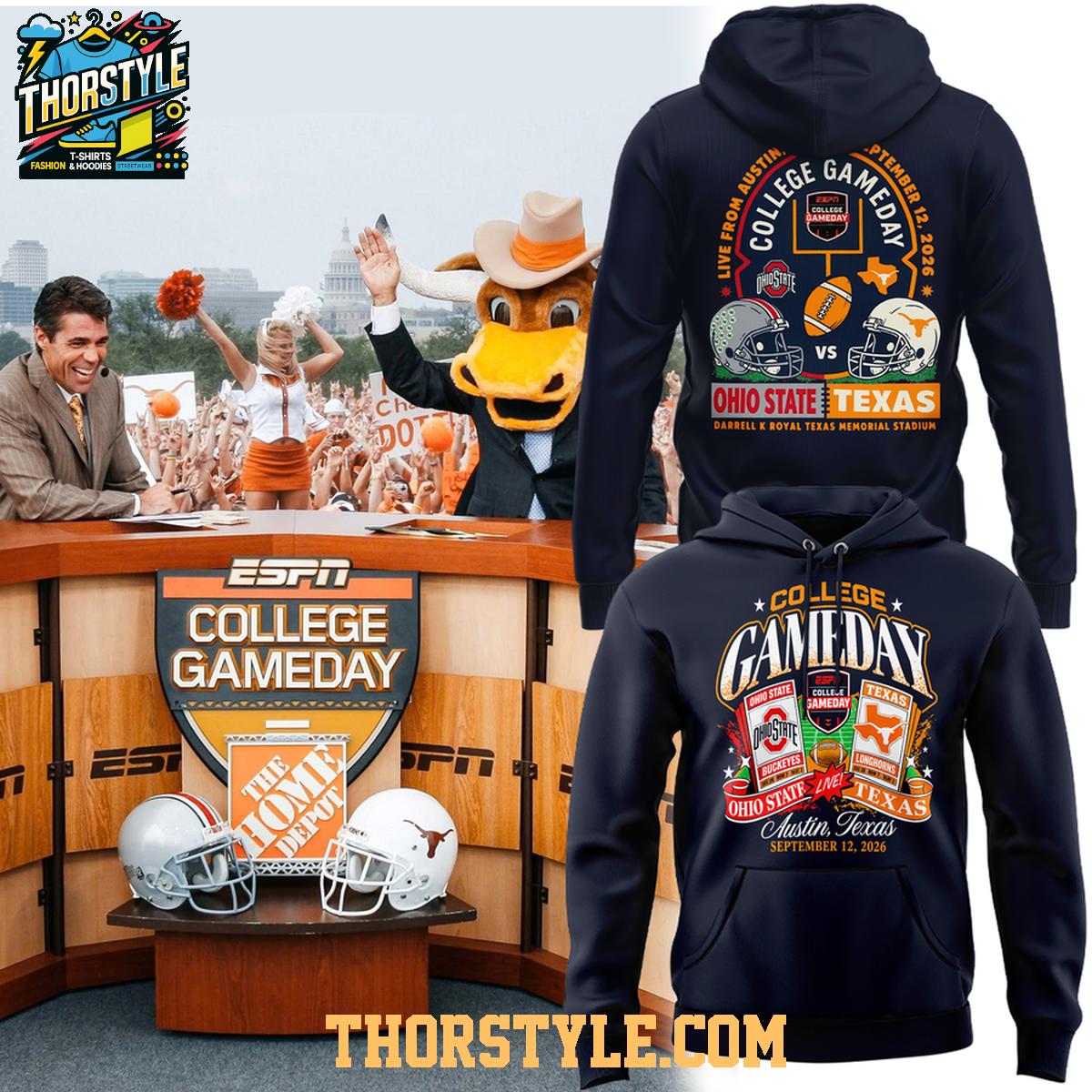 Texas Longhorns College Game Day Versus Ohio State 2026 Hoodie T-Shirt Texas Longhorns College Game Day Versus Ohio State 2026 Hoodie T-Shirt