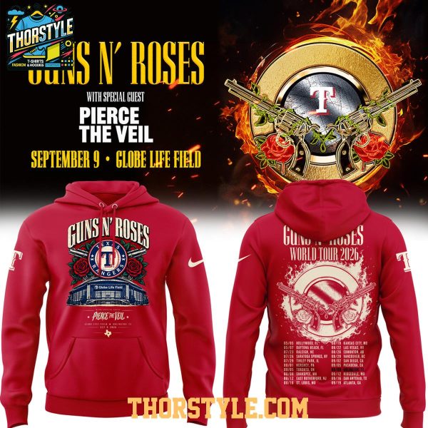 Texas Rangers Guns N’ Roses Globe Life Field 2026 Tour Red Night Hoodie Shirts