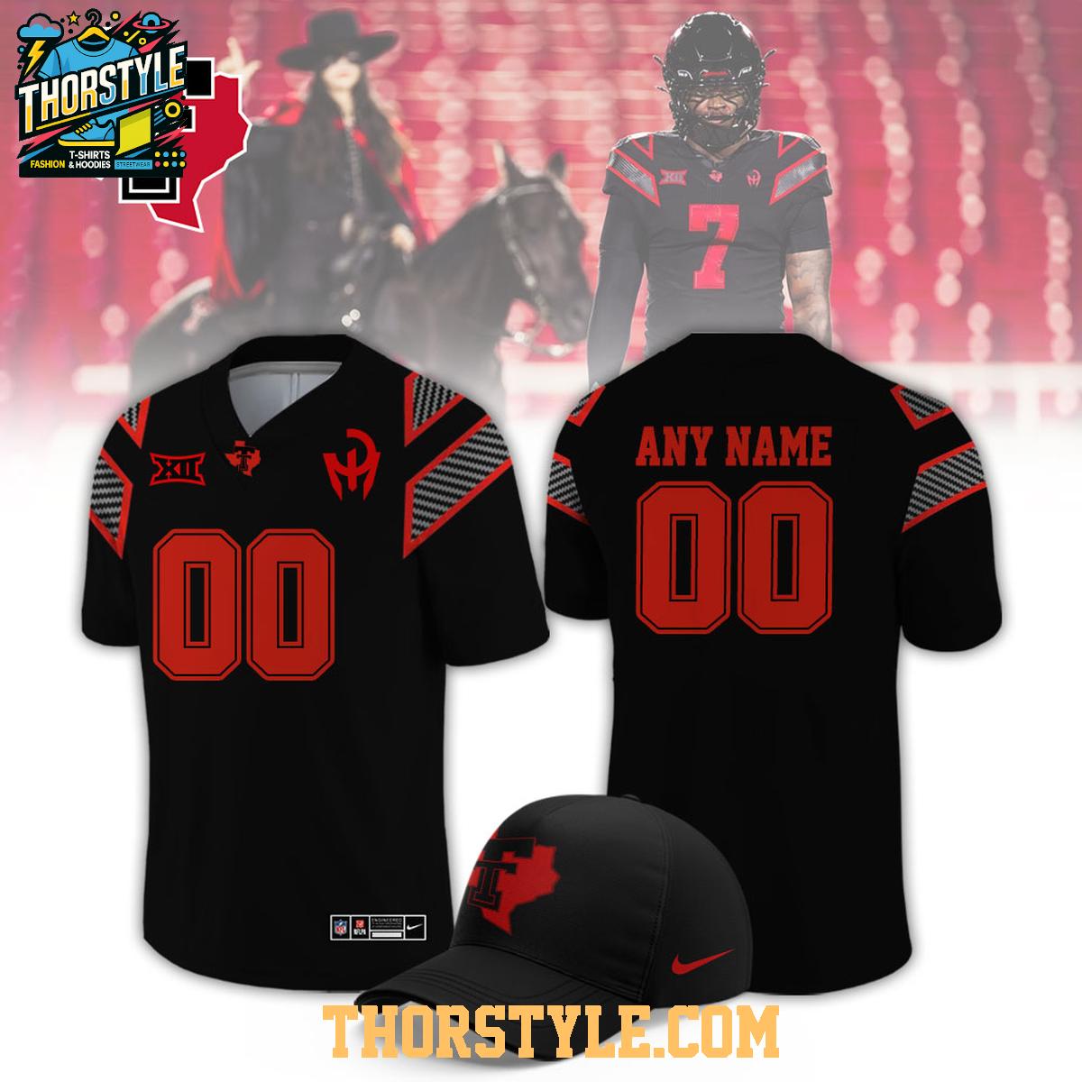Texas Tech Red Raiders x Let's Ride All Black 2026 Personalized Football Jersey Texas Tech Red Raiders x Let's Ride All Black 2026 Personalized Football Jersey