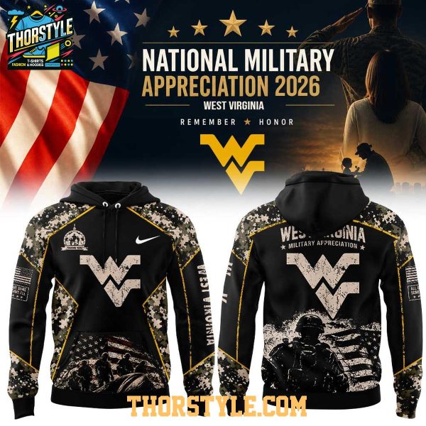 West Virginia Mountaineers 2026 National Military Appreciation Hoodie T-Shirt