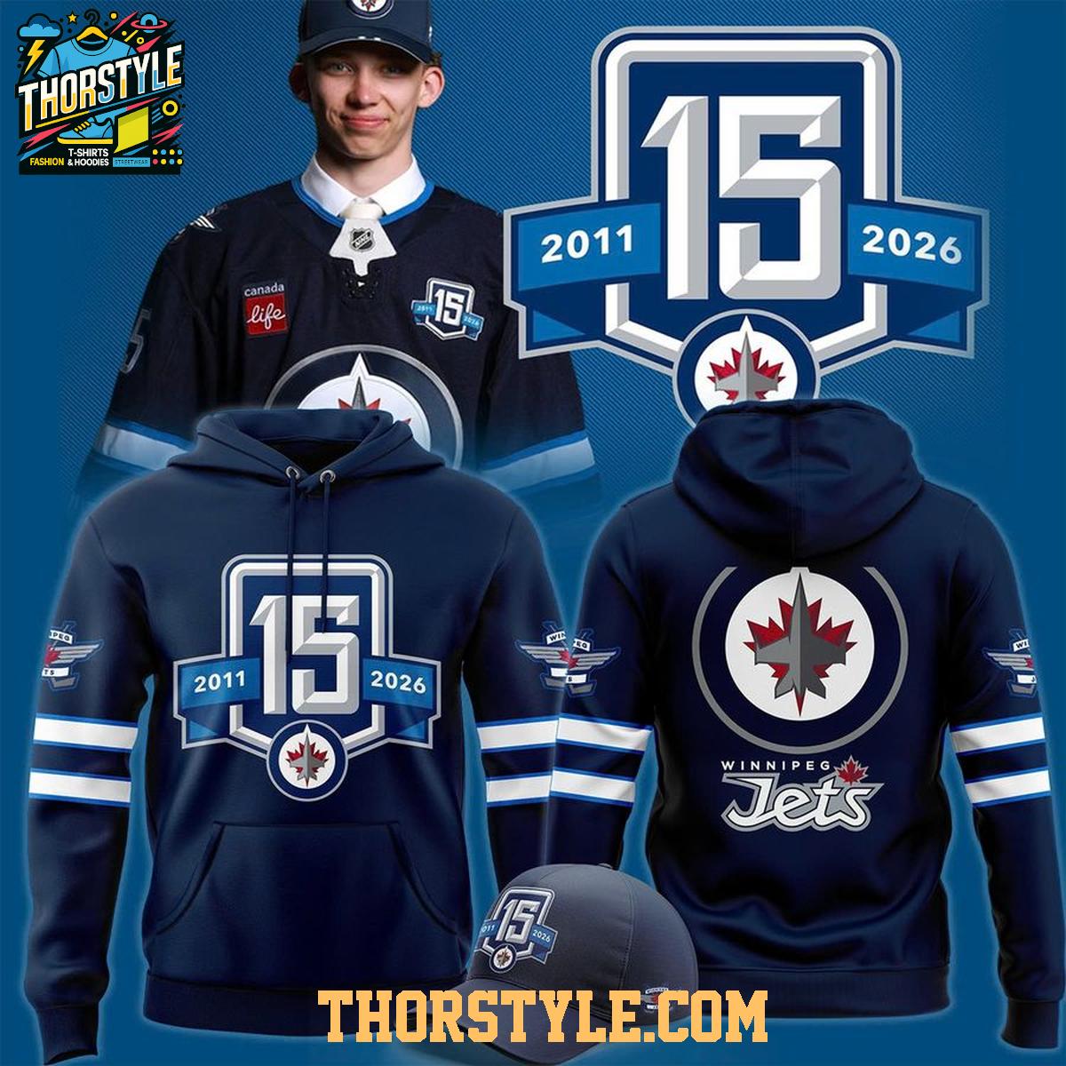 Winnipeg Jets 2011-2026 Celebrating 15th Anniversary Hoodie T-Shirt Winnipeg Jets 2011-2026 Celebrating 15th Anniversary Hoodie T-Shirt
