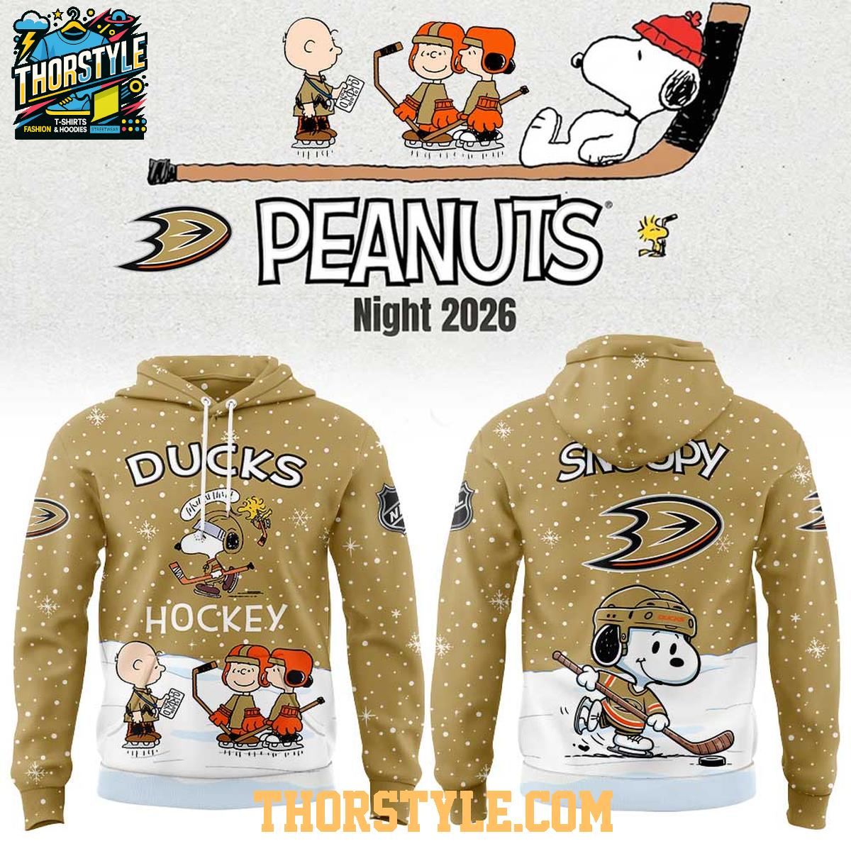 Anaheim Ducks 2026 Peanuts Christmas Night x NHL Hoodie T-Shirt Anaheim Ducks 2026 Peanuts Christmas Night x NHL Hoodie T-Shirt
