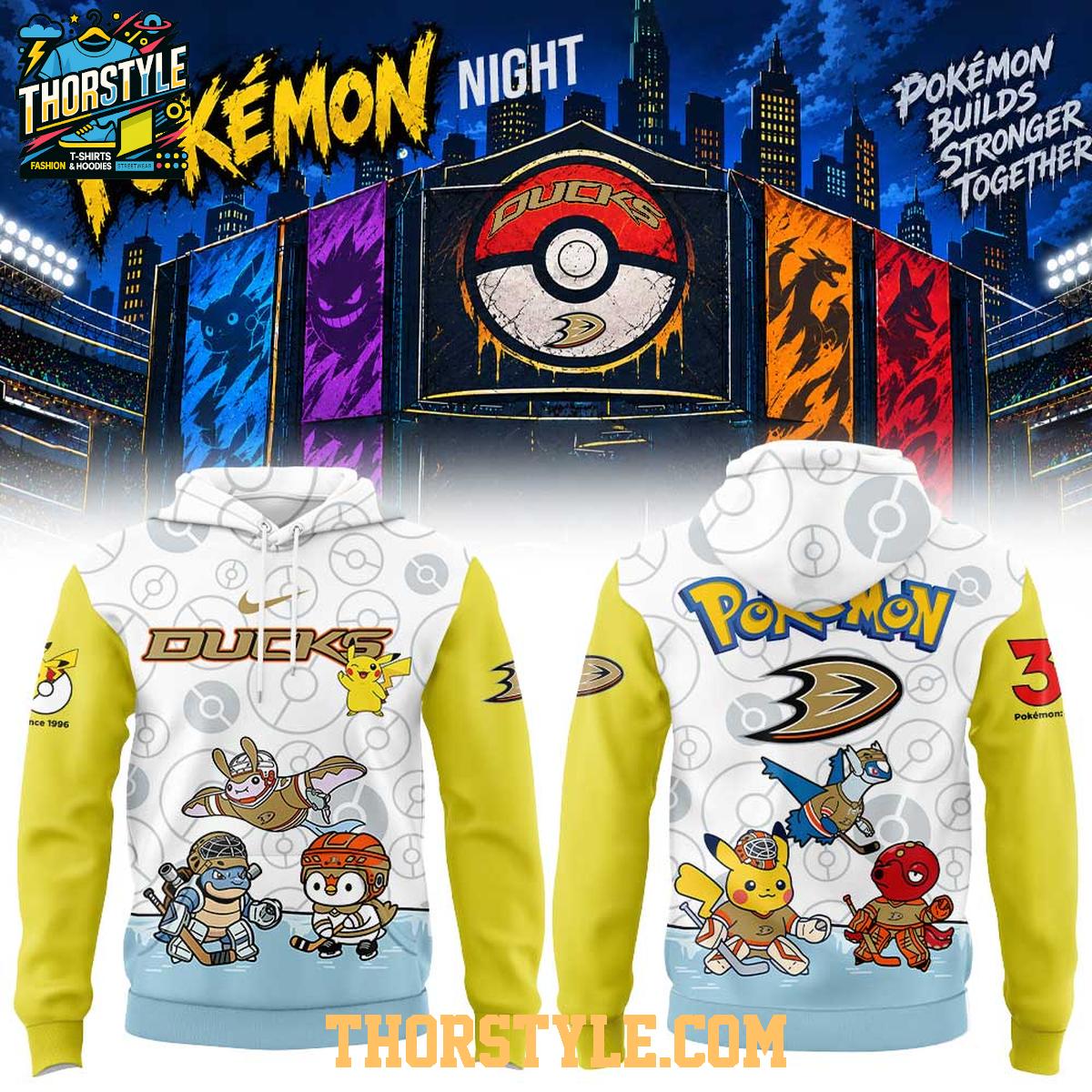 Anaheim Ducks 2026 Pokemon Night x Hockey Game Hoodie T-Shirt Anaheim Ducks 2026 Pokemon Night x Hockey Game Hoodie T-Shirt