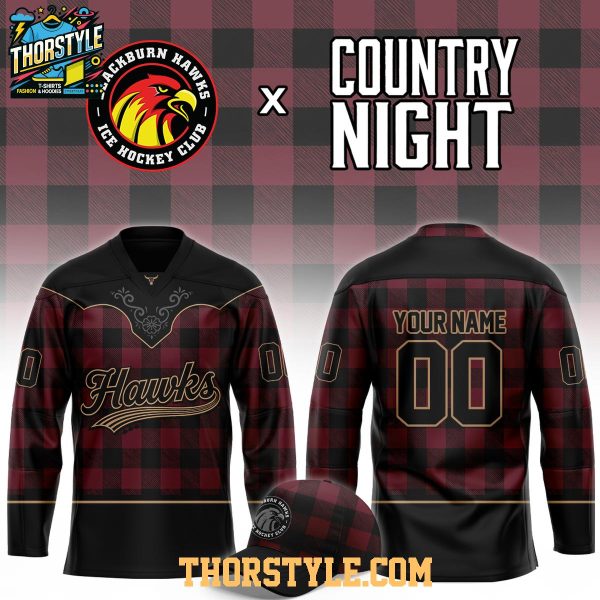 Blackburn Hawks Country Night 2026 Classic Check Personalized Hockey Jersey
