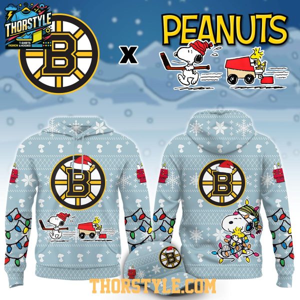 Boston Bruins Peanuts 2026 Christmas With Snoopy Hoodie Shirts