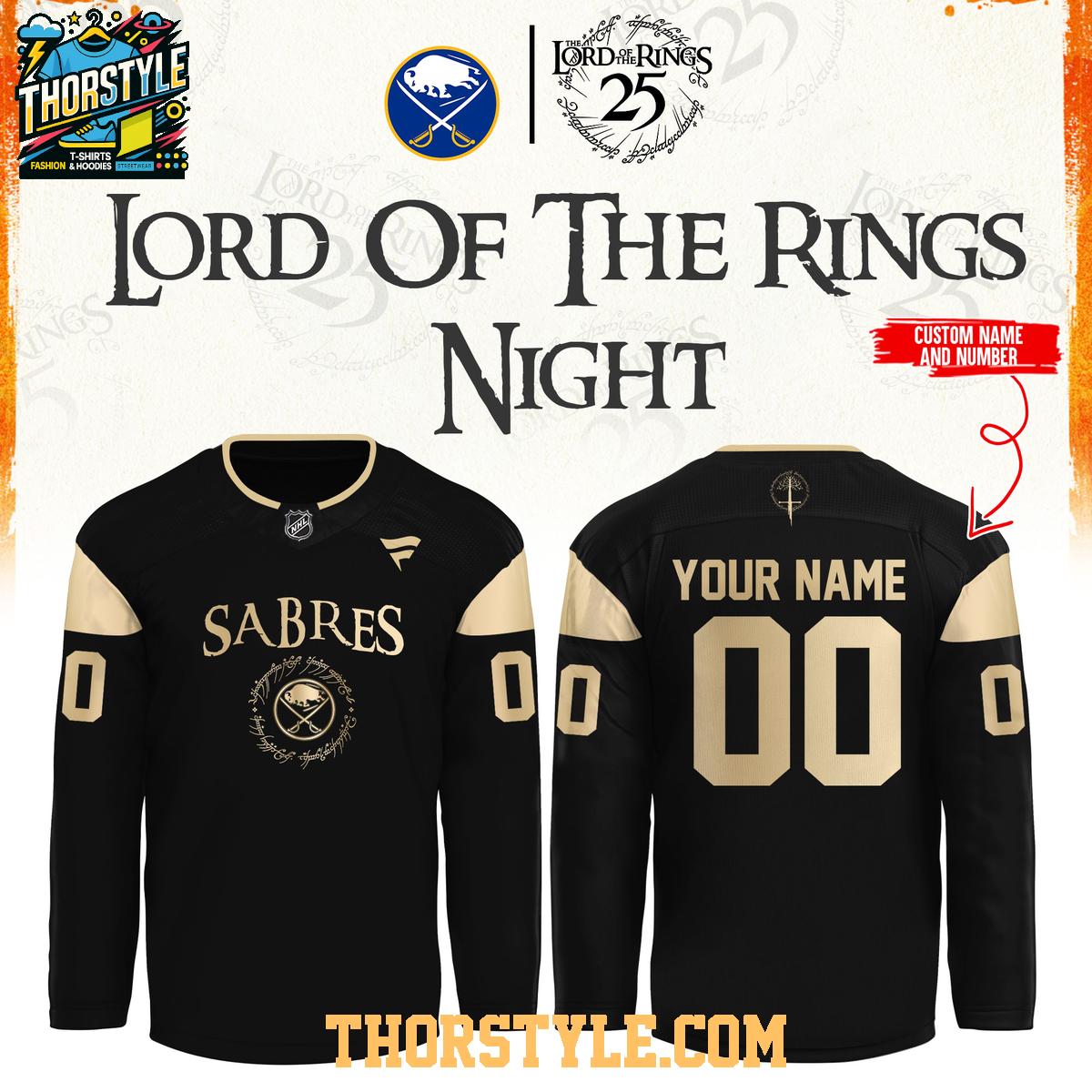 Buffalo Sabres 2026 The Lord of The Rings 25th Anniversary Personalized Jersey Buffalo Sabres 2026 The Lord of The Rings 25th Anniversary Personalized Jersey