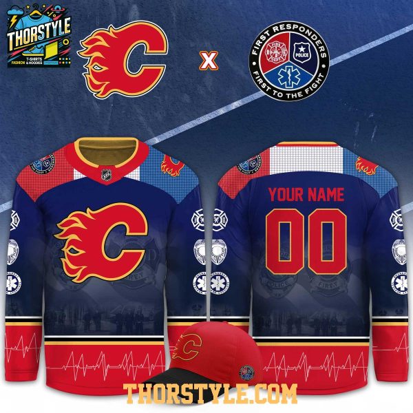 Calgary Flames 2026 First Responders Tribute Night Personalized Hockey Jersey