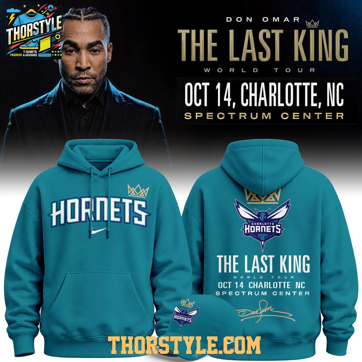 Charlotte Hornets 2026 Don Omar The Last King World Tour Hoodie T-Shirt Charlotte Hornets 2026 Don Omar The Last King World Tour Hoodie T-Shirt