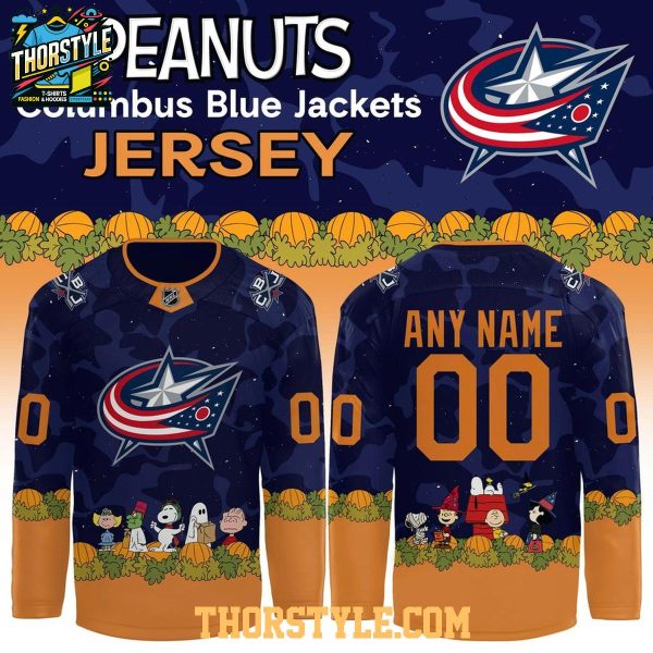 Columbus Blue Jackets 2026 Peanuts Spooktacular Personalized Hockey Jersey