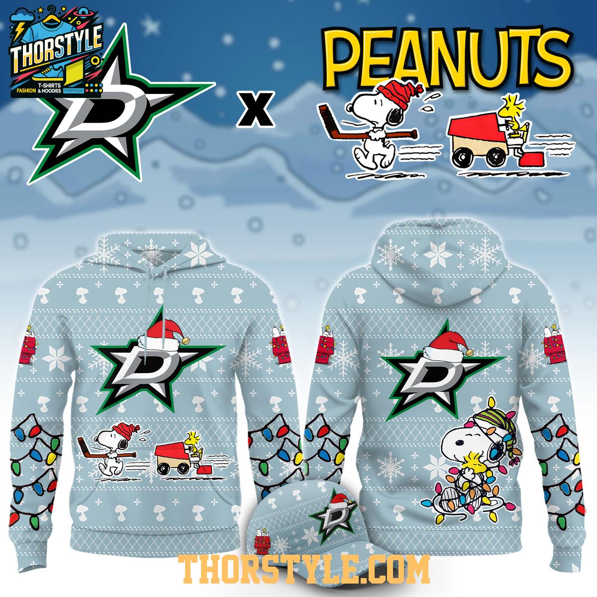 Dallas Stars x Peanuts 2026 Snoopy Christmas Night Hoodie Shirts Dallas Stars x Peanuts 2026 Snoopy Christmas Night Hoodie Shirts