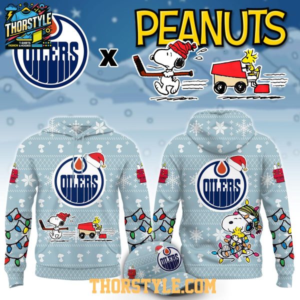 Edmonton Oilers Peanuts 2026 Hockey Christmas Night Hoodie Shirts