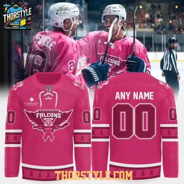 Fresno Falcons 2026 Breast Cancer Awareness Pink Night Custom Hockey Jersey