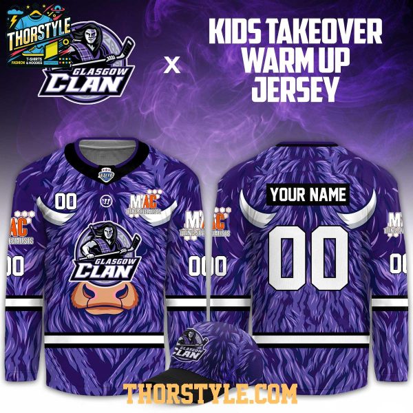 Glasgow Clan Kids Takeover Warm Up Jersey 2026 Purple Personalized Jersey