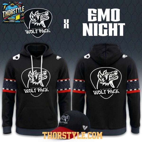 Hartford Wolf Pack x Emo Night 2026 All Black Hoodie T-Shirt