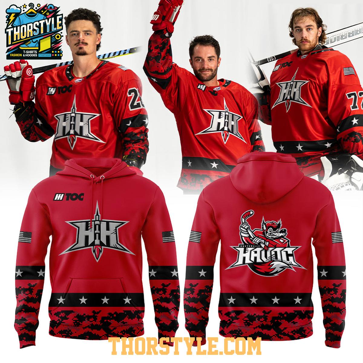 Huntsville Havoc 2026 Rockets' Red Glare Theme Game Hoodie Shirts Huntsville Havoc 2026 Rockets' Red Glare Theme Game Hoodie Shirts