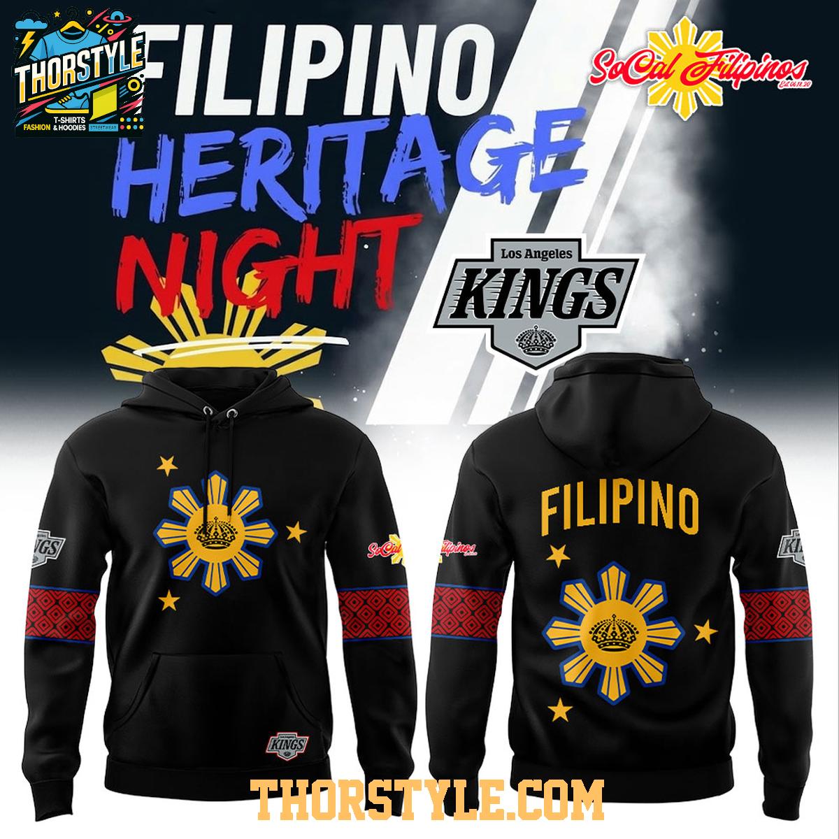 Los Angeles Kings 2026 The Filipino Heritage Theme Game Hoodie Shirts Los Angeles Kings 2026 The Filipino Heritage Theme Game Hoodie Shirts