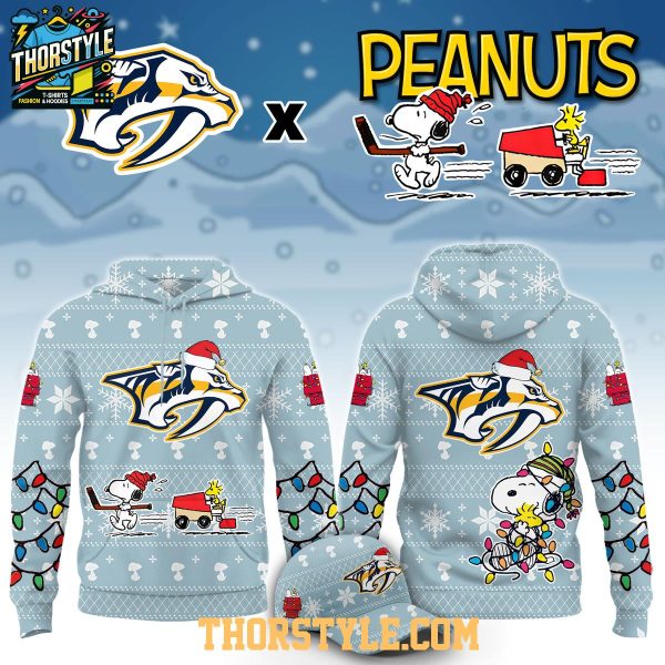 Nashville Predators x Peanuts 2026 Snoopy Christmas Night Hoodie Shirts