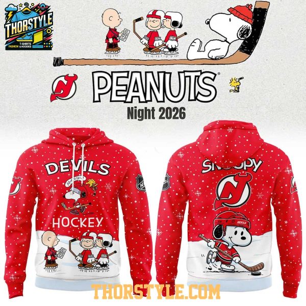 New Jersey Devils 2026 Peanuts Christmas Night x NHL Hoodie T-Shirt