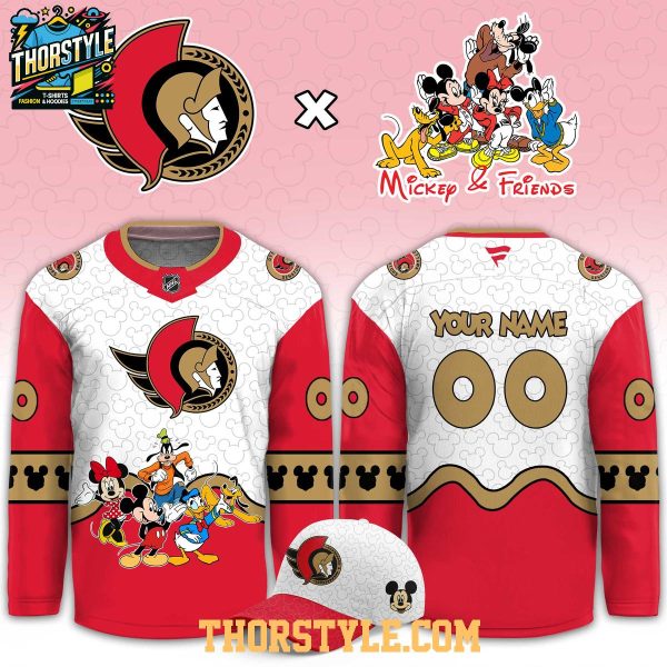 Ottawa Senators Mickey 2026 Disney Friends Night Personalized Hockey Jersey