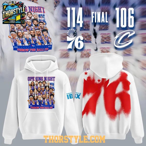 Philadelphia 76ers Opening Night 2026-2027 New Season White Hoodie T-Shirt