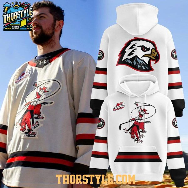 Portland Winterhawks Ice Hockey 2026 White Red Striped Hoodie Shirts