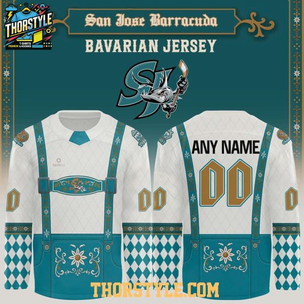 San Jose Barracuda Oktoberfest 2026 Bavarian Personalized Hockey Jersey
