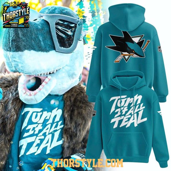 San Jose Sharks Turn It All Teal 2026 S. J. Sharkie Hoodie T-Shirt