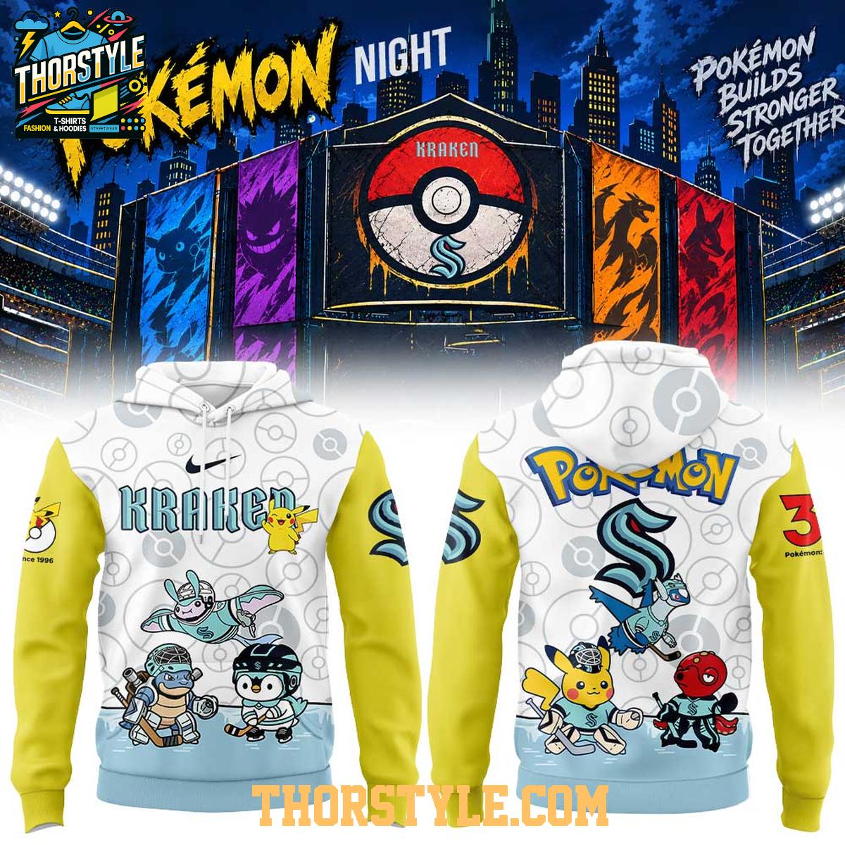 Seattle Kraken 2026 Pokemon Night x Hockey Game Hoodie T-Shirt Seattle Kraken 2026 Pokemon Night x Hockey Game Hoodie T-Shirt