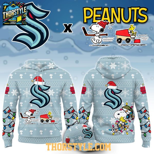 Seattle Kraken x Peanuts 2026 Snoopy Christmas Night Hoodie Shirts