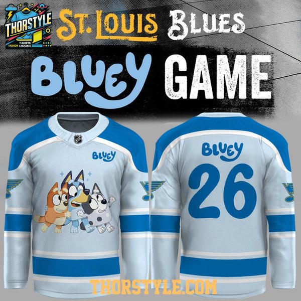 St. Louis Blues x Bluey And Bingo Night Game 2026 Baby Blue Hockey Jersey