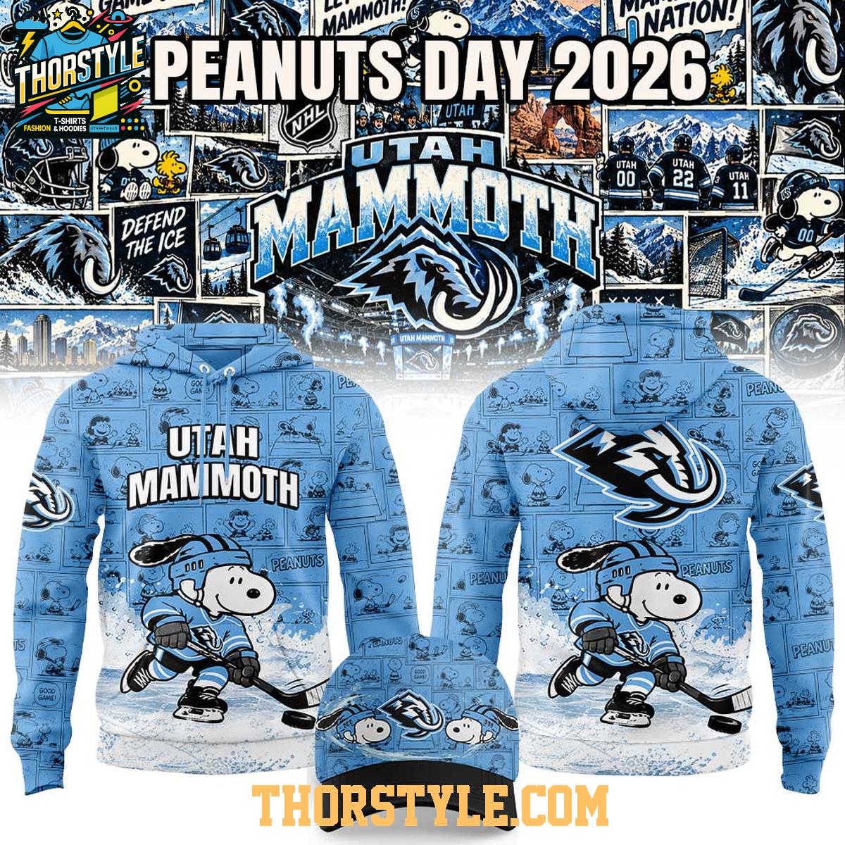 Utah Mammoth 2026 Peanuts Day x Hockey Game Hoodie T-Shirt Utah Mammoth 2026 Peanuts Day x Hockey Game Hoodie T-Shirt