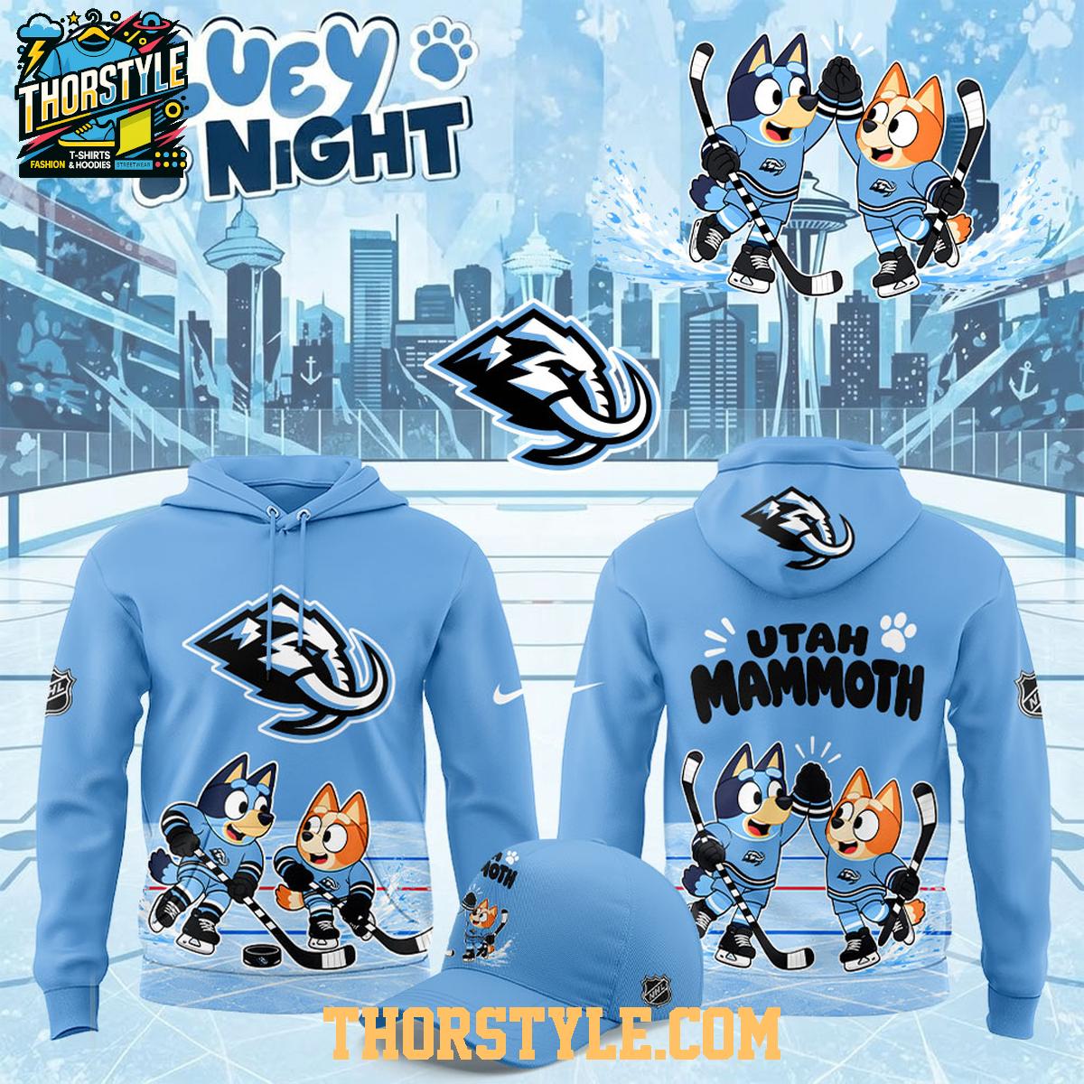 Utah Mammoth Bluey Day 2026 Hockey Game Celebrate Hoodie T-Shirt Utah Mammoth Bluey Day 2026 Hockey Game Celebrate Hoodie T-Shirt