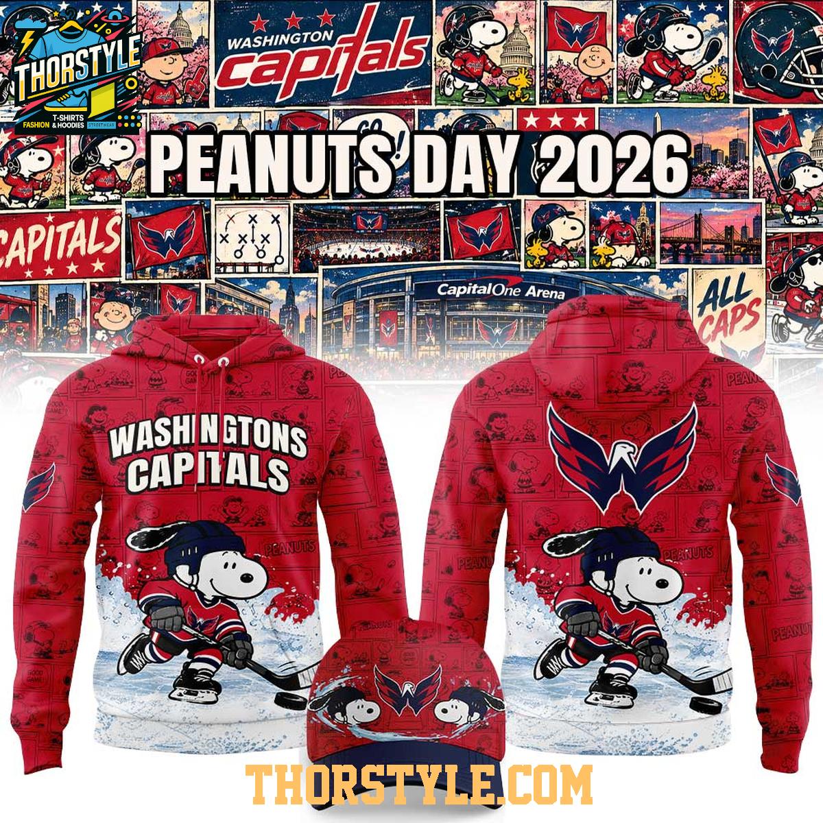 Washington Capitals 2026 Peanuts Day x Hockey Game Hoodie T-Shirt Washington Capitals 2026 Peanuts Day x Hockey Game Hoodie T-Shirt
