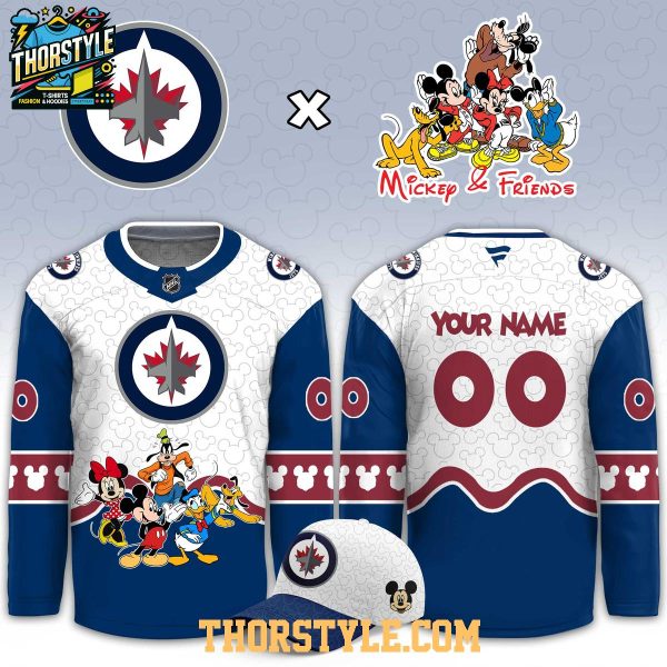 Winnipeg Jets Mickey 2026 Disney Friends Night Personalized Hockey Jersey